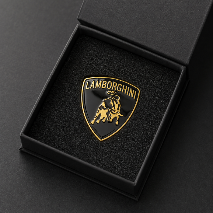 Lamborghini Black & Gold 3D Shield Emblem – 3" Car Badge