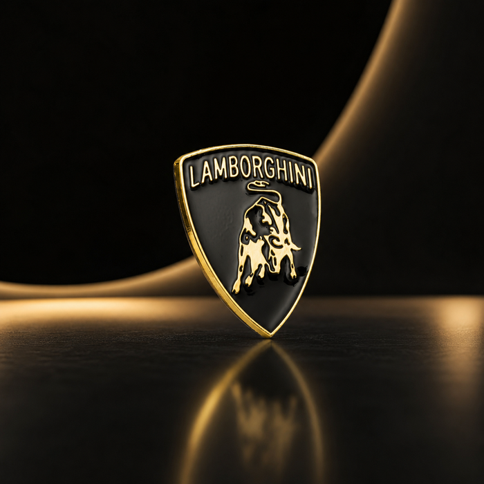 Lamborghini Black & Gold 3D Shield Emblem – 3" Car Badge
