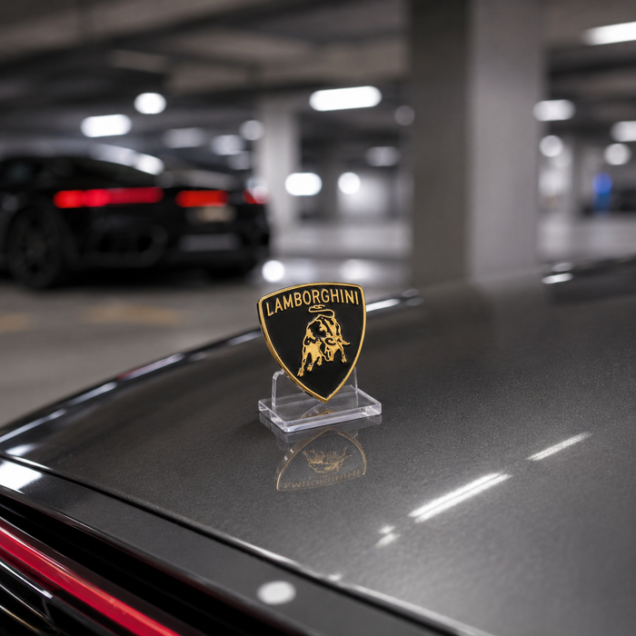Lamborghini Black & Gold 3D Shield Emblem – 3" Car Badge
