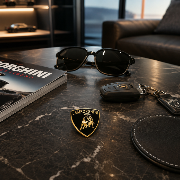 Lamborghini Black & Gold 3D Shield Emblem – 3" Car Badge