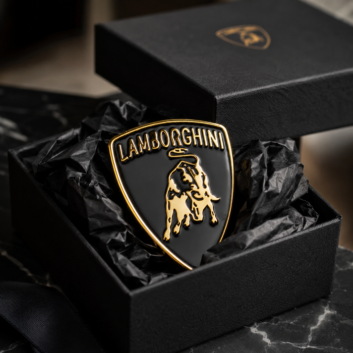 Lamborghini Black & Gold 3D Shield Emblem – 3" Car Badge