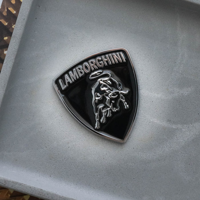 Lamborghini Car Emblem – Black & Chrome Lambo Badge & Decal Sticker