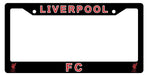 Black license plate frame with 'Liverpool FC' text and logo on a white background