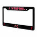 Black license plate frame with 'Liverpool FC' text and logo on a white background