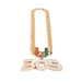 A gold-tone Cuban link chain necklace featuring a '305' initial pendant paved with clear rhinestones, with the letter 'U' embellished in orange and green pavé, shown on a plain white background.