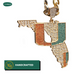 Gold-tone Florida state pendant necklace covered with rhinestones in orange, white, and teal, shown on a white background with ElitaAuto branding and a 'Handcrafted' badge.