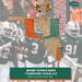 A gold-tone pendant shaped like the state of Florida, covered in rhinestones and colored with orange and teal sections, shown over a blurred Miami Hurricanes football team background. Text at the bottom reads 'MIAMI HURRICANES TURNOVER CHAIN 4.