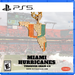 PS5 game cover art for 'Miami Hurricanes Turnover Chain 4.0' by Elite Auto3K, featuring a gold-toned Florida-shaped pendant encrusted with orange, teal, and white stones over a blurred football stadium scene.