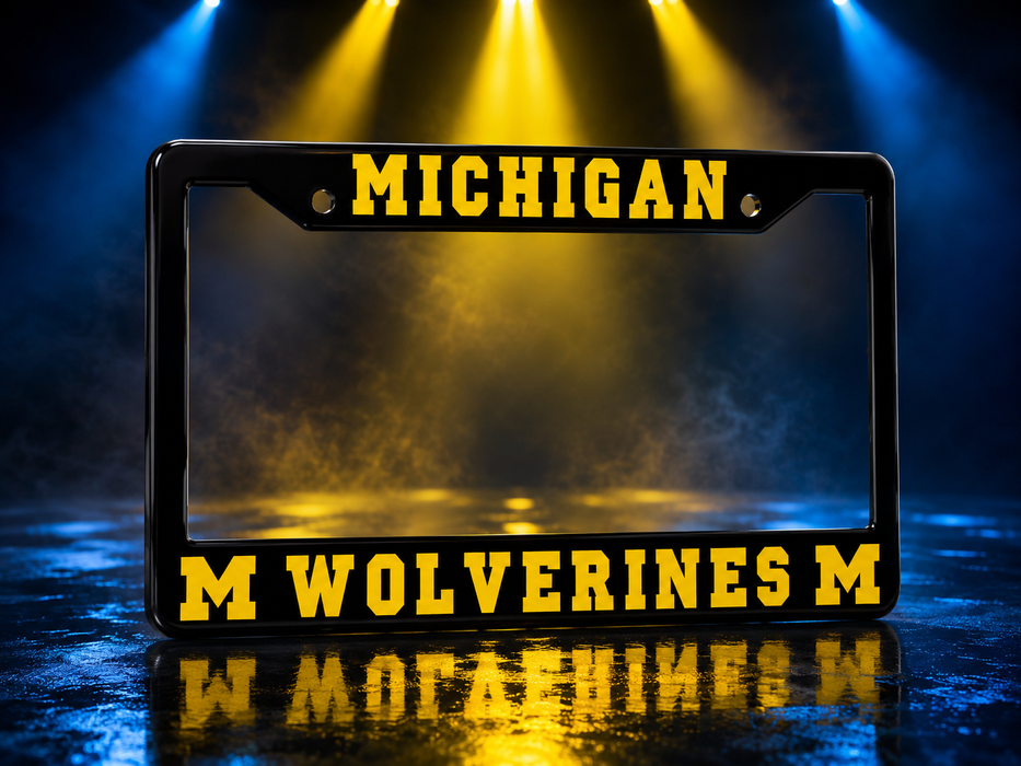 Michigan Wolverines License Plate Frame – Black UM Car Tag Cover