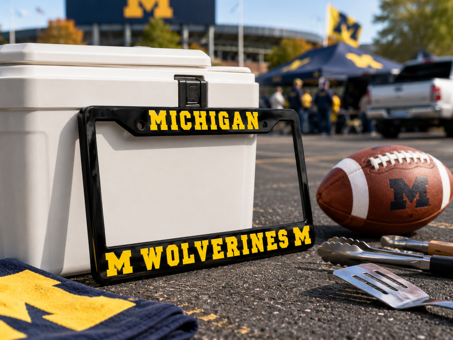 Michigan Wolverines License Plate Frame – Black UM Car Tag Cover