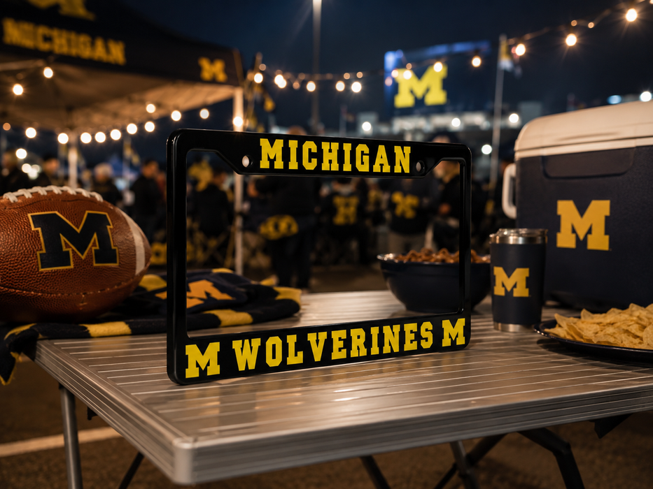 Michigan Wolverines License Plate Frame – Black UM Car Tag Cover