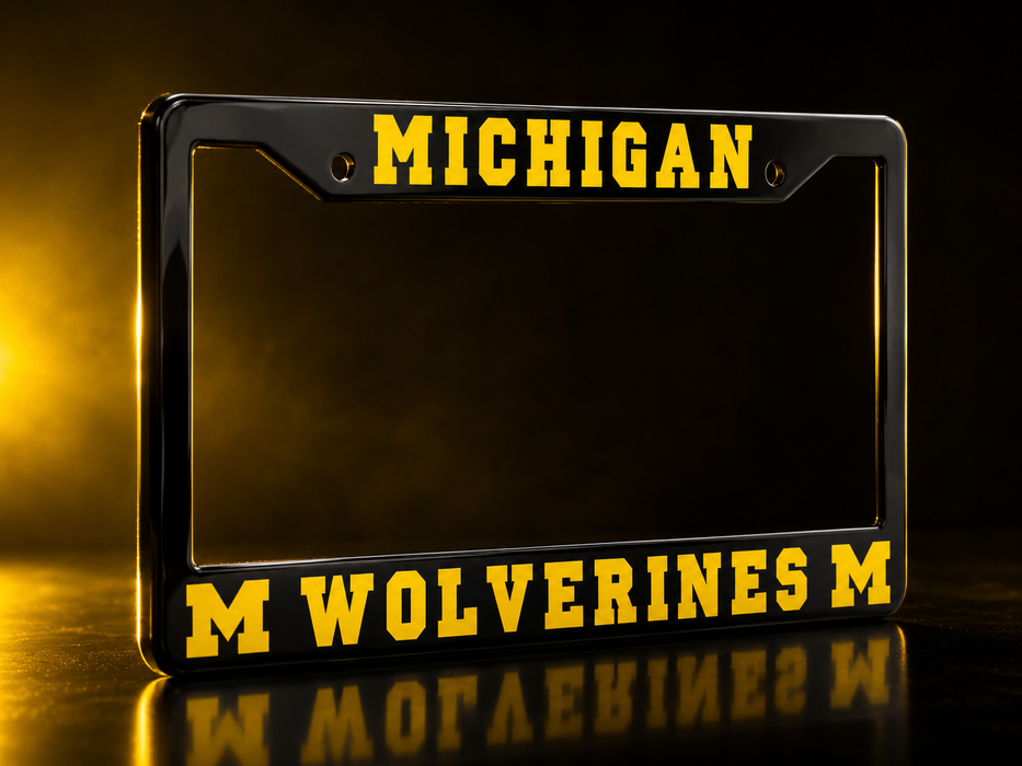 Michigan Wolverines License Plate Frame – Black UM Car Tag Cover