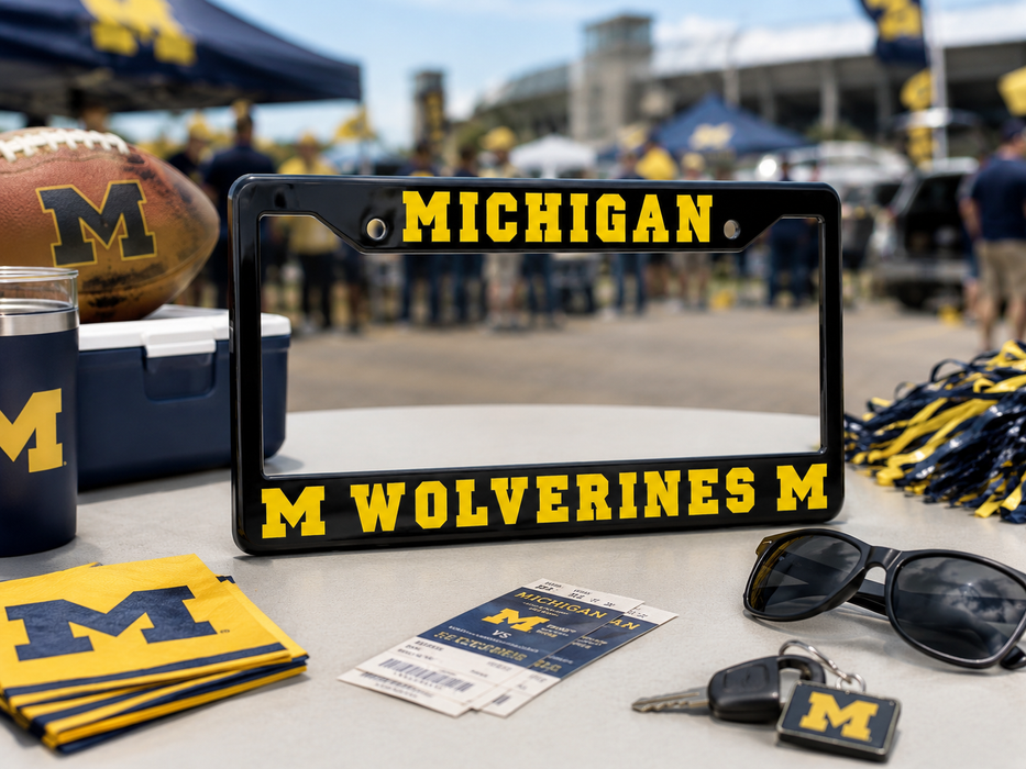 Michigan Wolverines License Plate Frame – Black UM Car Tag Cover