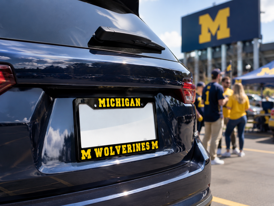 Michigan Wolverines License Plate Frame – Black UM Car Tag Cover
