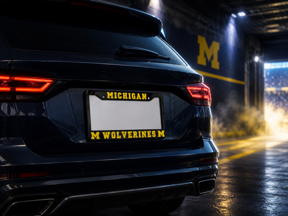 Michigan Wolverines License Plate Frame – Black UM Car Tag Cover