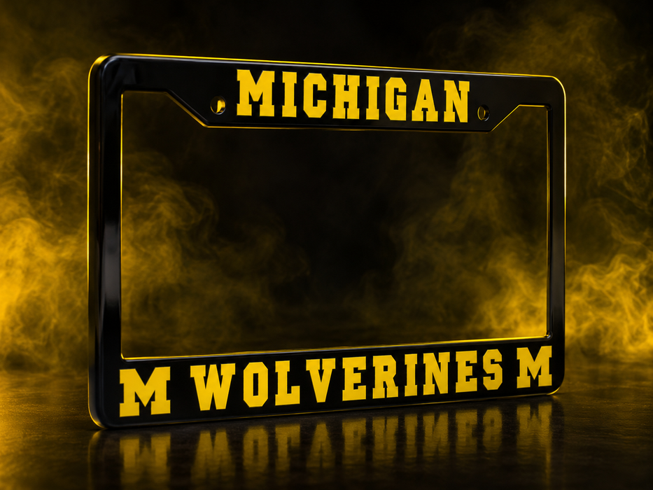 Michigan Wolverines License Plate Frame – Black UM Car Tag Cover