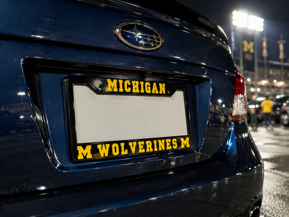 Michigan Wolverines License Plate Frame – Black UM Car Tag Cover