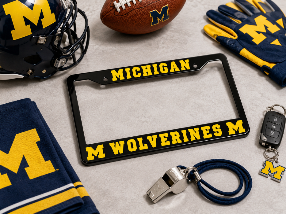 Michigan Wolverines License Plate Frame – Black UM Car Tag Cover