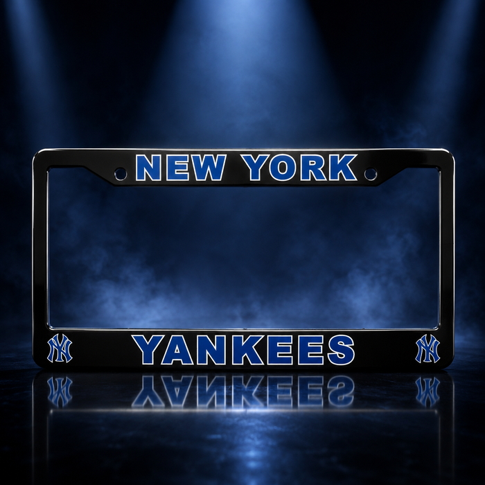 New York Yankees License Plate Frame – Black Baseball Car Tag Cover