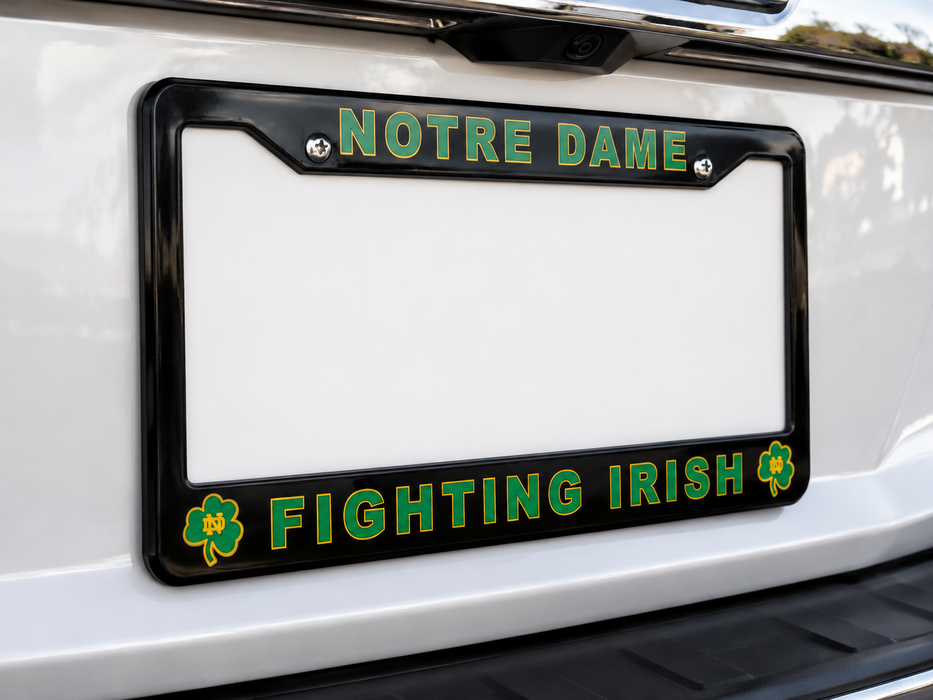 Notre Dame Fighting Irish License Plate Frame – Black Car Tag Cover