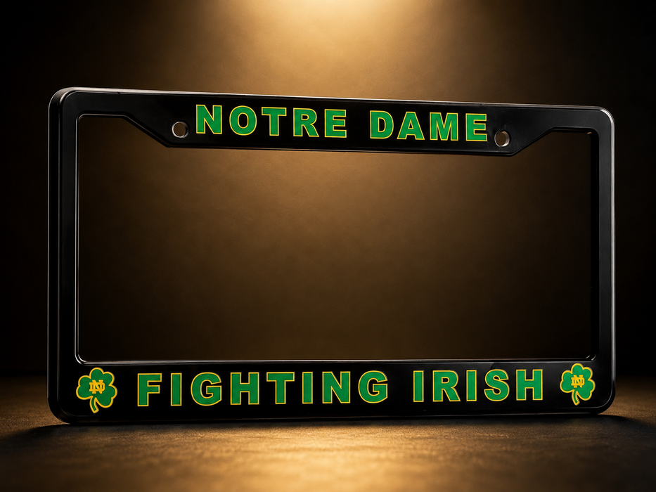 Notre Dame Fighting Irish License Plate Frame – Black Car Tag Cover
