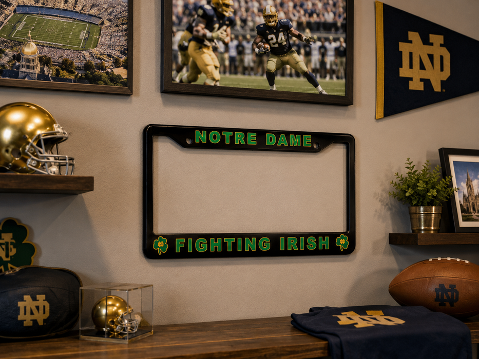 Notre Dame Fighting Irish License Plate Frame – Black Car Tag Cover