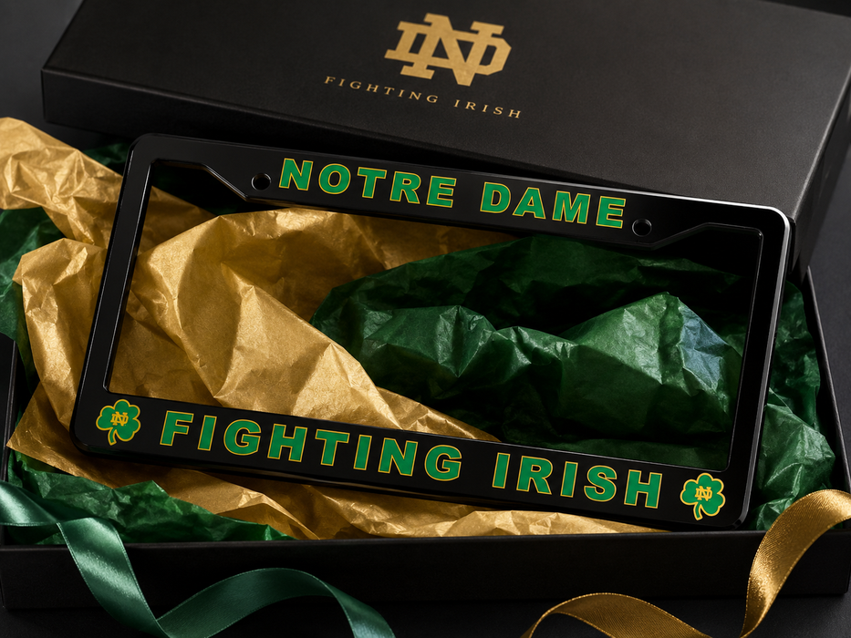 Notre Dame Fighting Irish License Plate Frame – Black Car Tag Cover