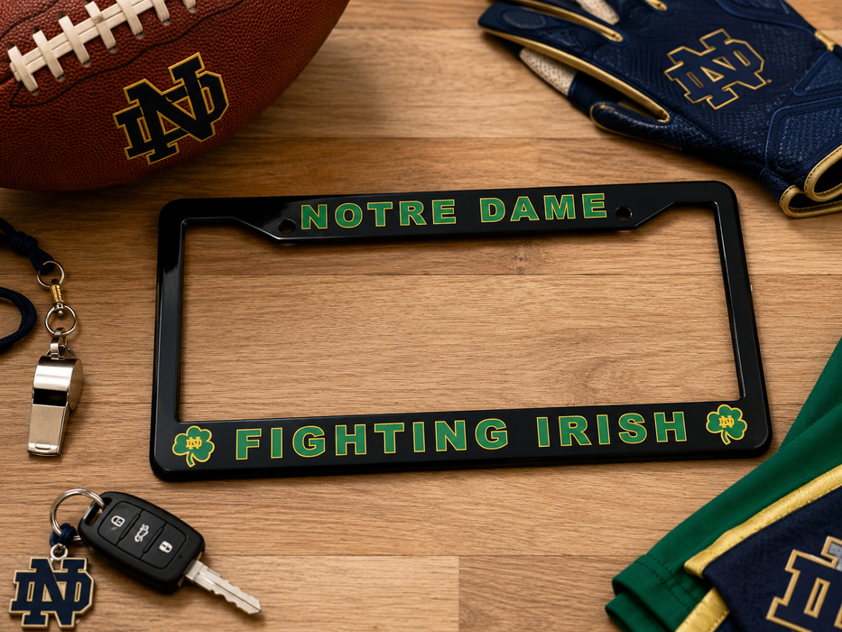 Notre Dame Fighting Irish License Plate Frame – Black Car Tag Cover