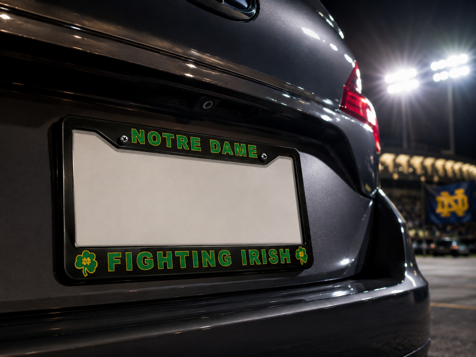 Notre Dame Fighting Irish License Plate Frame – Black Car Tag Cover