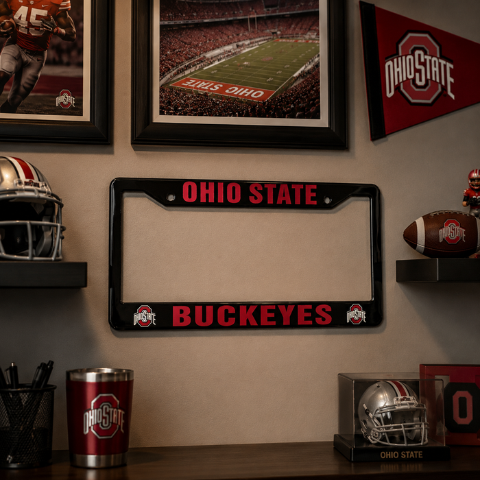 Ohio State Buckeyes Black License Plate Frame Cover