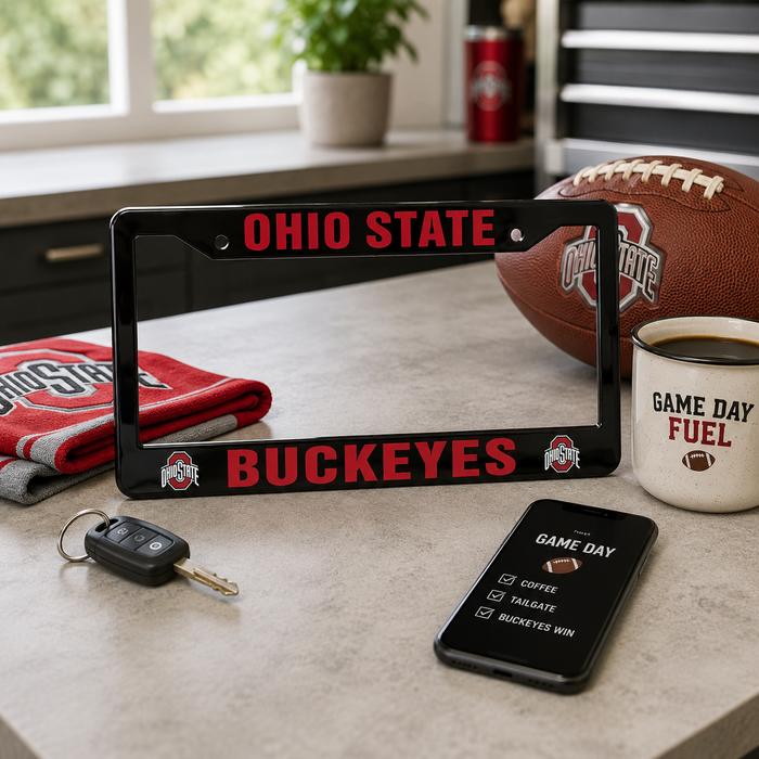 Ohio State Buckeyes Black License Plate Frame Cover
