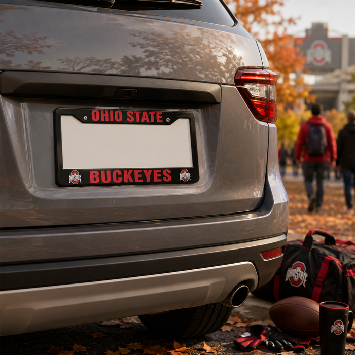 Ohio State Buckeyes Black License Plate Frame Cover