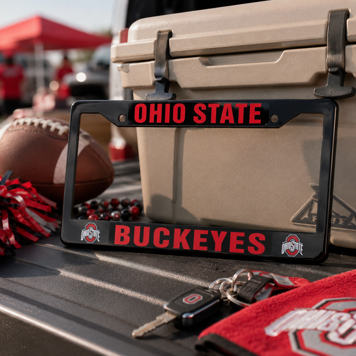 Ohio State Buckeyes Black License Plate Frame Cover