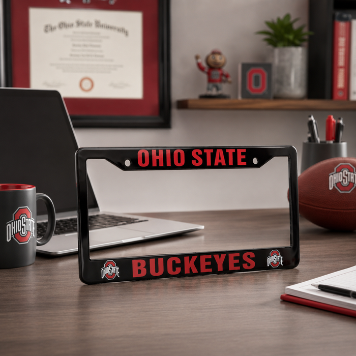 Ohio State Buckeyes Black License Plate Frame Cover