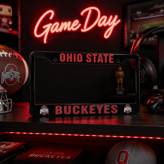 Ohio State Buckeyes Black License Plate Frame Cover