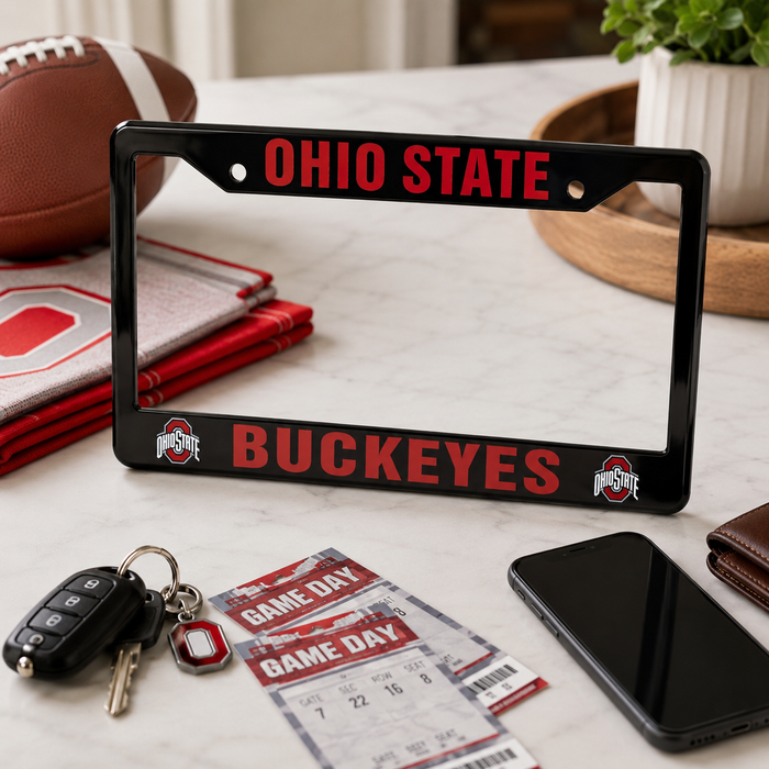 Ohio State Buckeyes Black License Plate Frame Cover