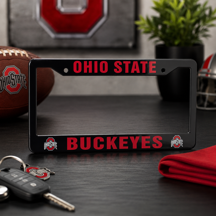 Ohio State Buckeyes Black License Plate Frame Cover