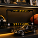 Pittsburgh Steelers License Plate Frame – Black Football Car Tag Cover