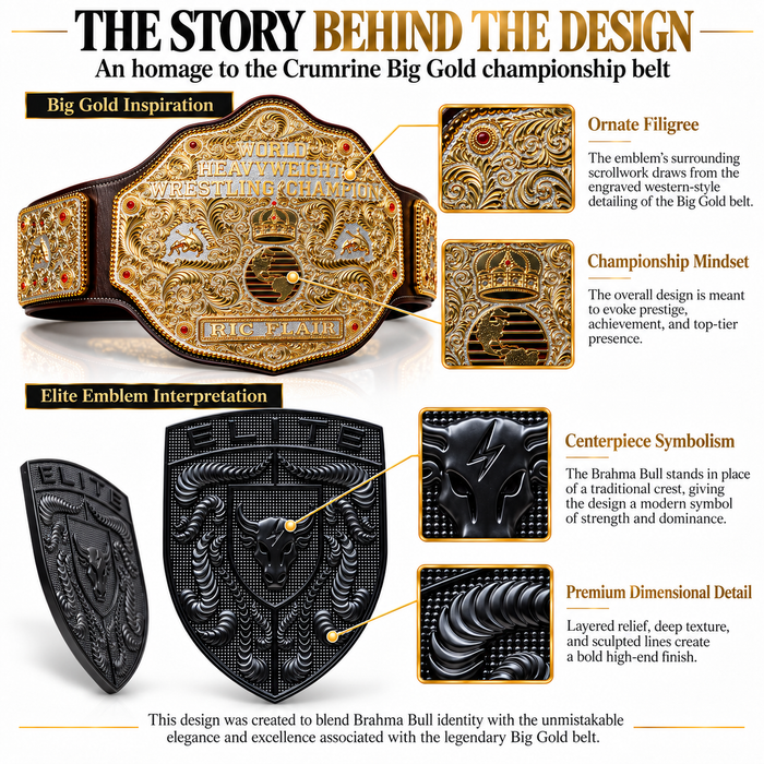 Elite Black Porsche Emblem with Brahma Bull Logo with Crumrine Designs