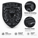 Black metal porsche badge with a bull head and the word 'ELITE' at the top, shown on a light gray background with two circular detail callouts and feature text describing raised 3D detailing and premium finish.