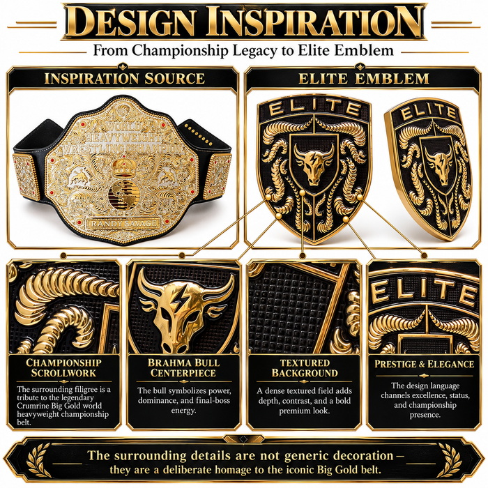 Elite Black & Gold Porsche Emblem with Brahma Bull Logo with Crumrine Designs