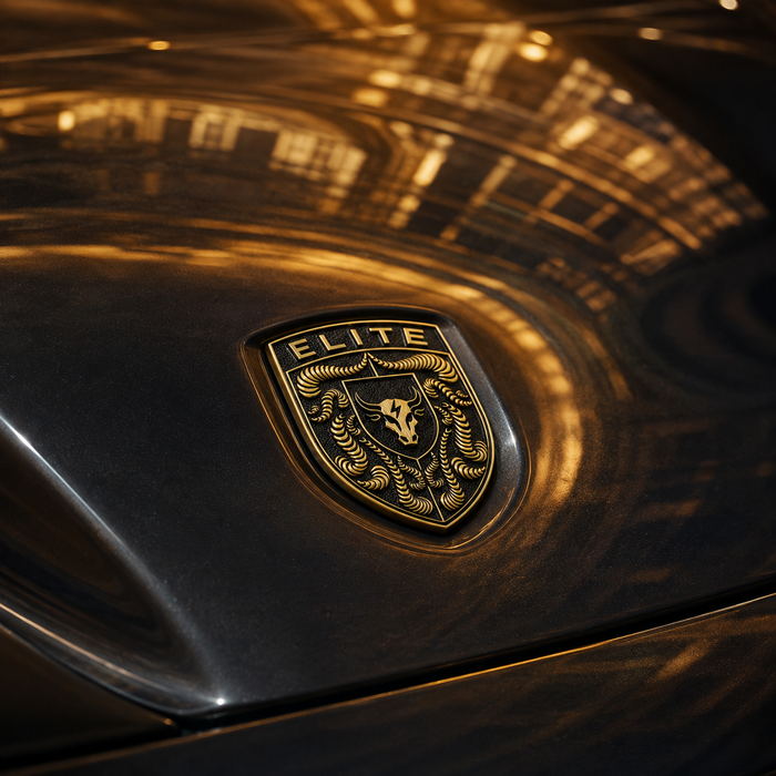 Porsche Black & Gold Hood Emblem