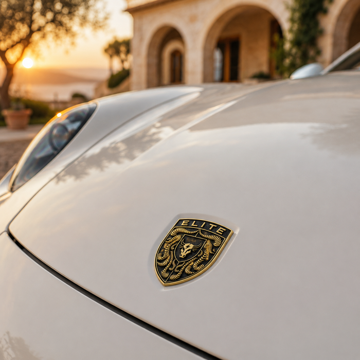 Porsche Black & Gold Hood Emblem