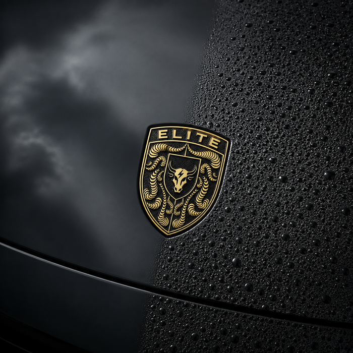 Porsche Black & Gold Hood Emblem