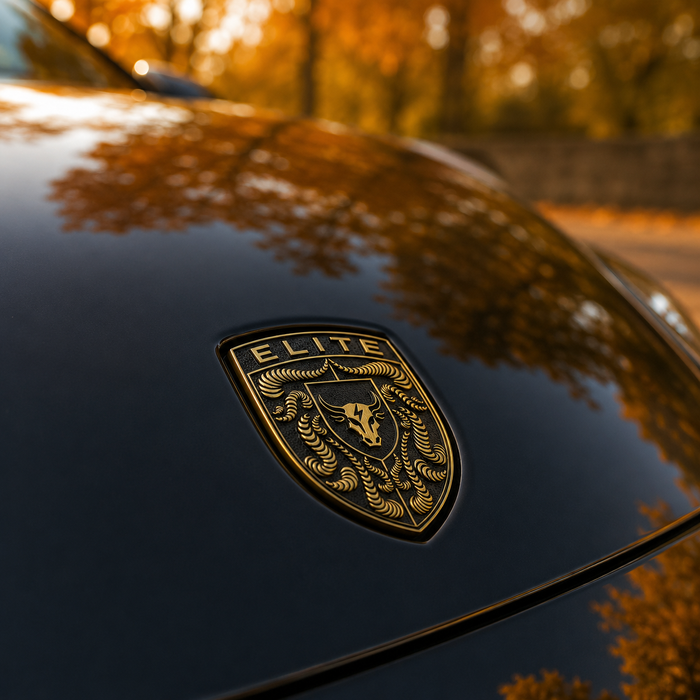 Porsche Black & Gold Hood Emblem