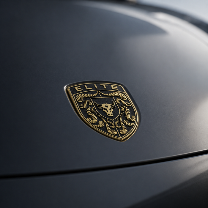 Porsche Black & Gold Hood Emblem