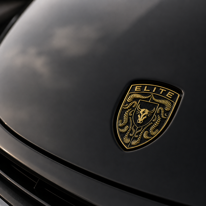Porsche Black & Gold Hood Emblem