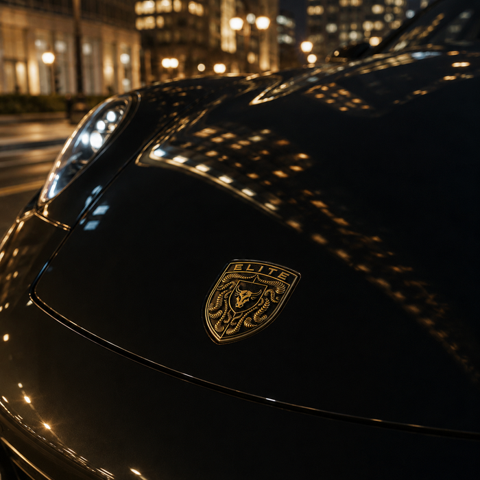 Porsche Black & Gold Hood Emblem