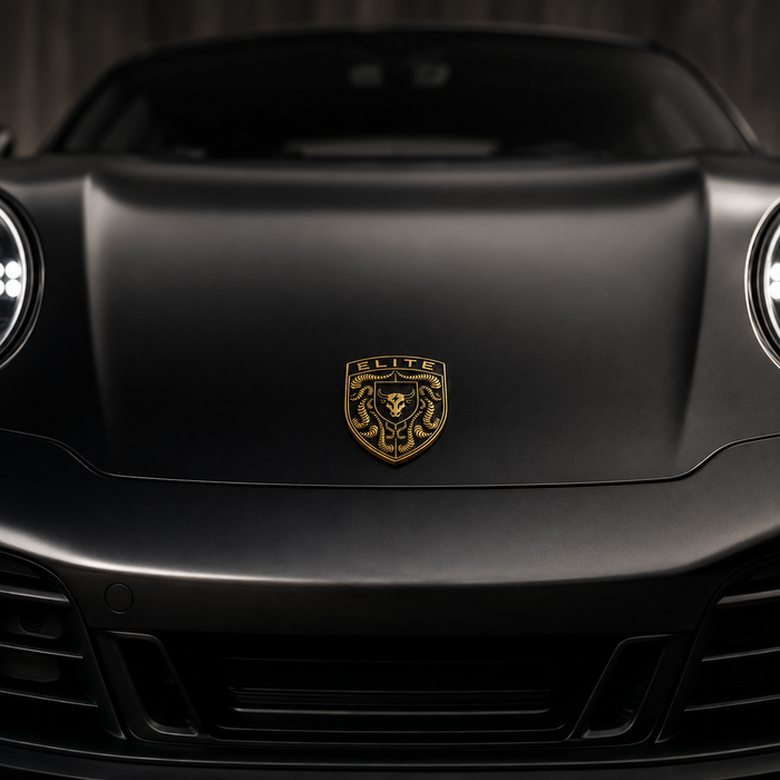 Porsche Black & Gold Hood Emblem