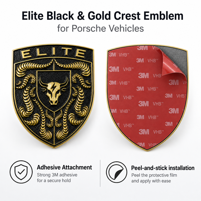 Porsche Black & Gold Hood Emblem